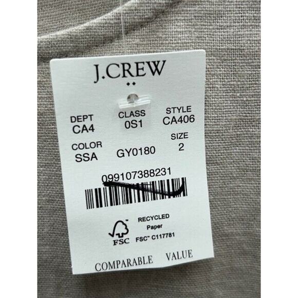 J.Crew Womens Shift Dress Sleeveless Crew Neck Linen Blend Silver Sand Sz 2 NWT - Picture 12 of 14